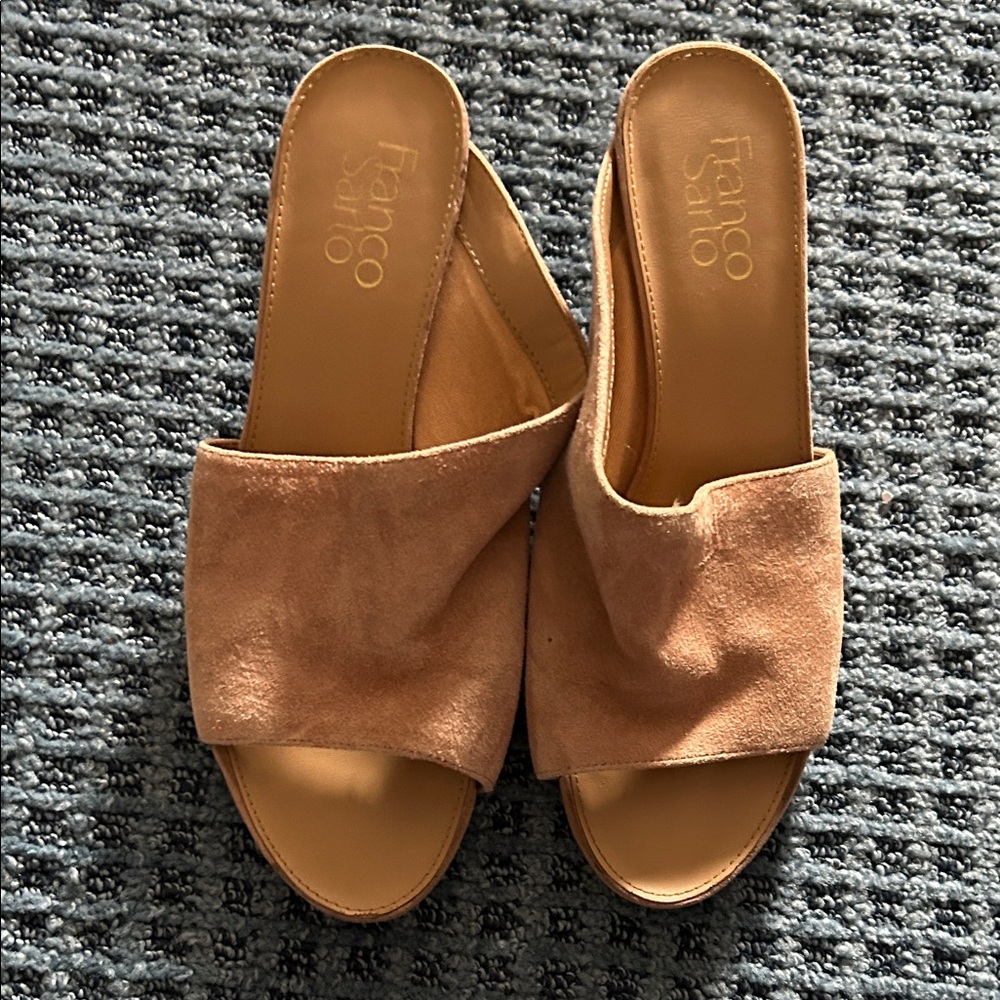 Franco Sarto Women's Brown Suede w/ Leather Upper Mules